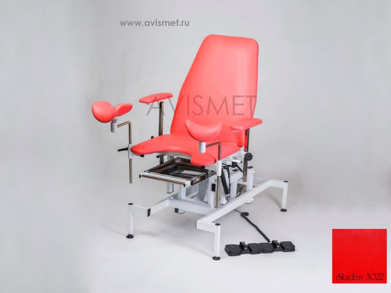 Изображение Гинекологическое кресло КСГ 02э Смотровое Мединжиниринг с 2 (двумя) электроприводами цвет красный № 3022