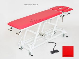 Изображение Массажный стол медицинский с электроприводом КСМ-041э стационарный цвет красный № 3022