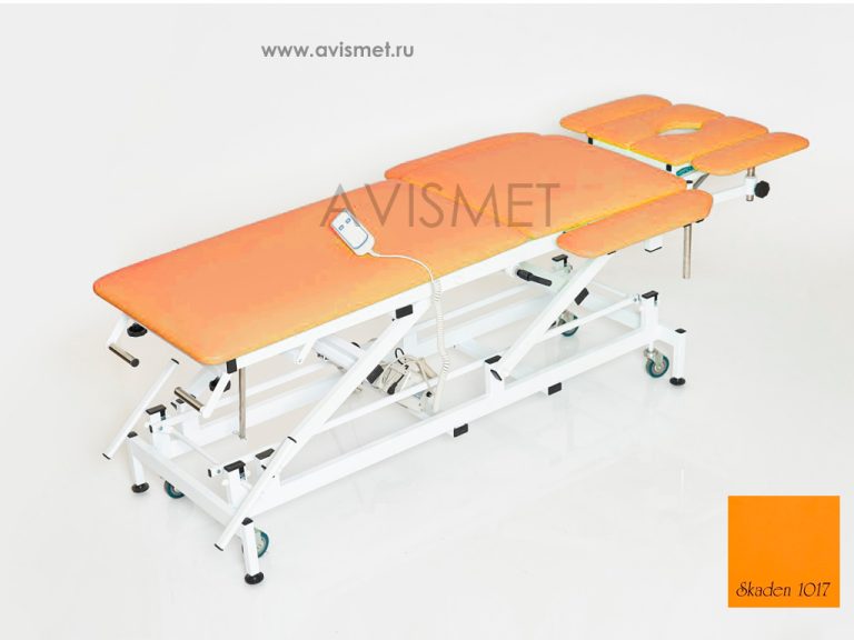 Изображение Массажный стол с электроприводом КСМ-04э стационарный медицинский цвет оранжевый № 1017