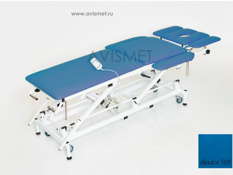 Изображение Массажный стол с электроприводом КСМ-04э стационарный медицинский цвет синий № 5118