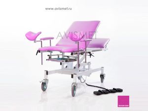 Изображение Стол КСМ-ПУ-07э гинекологический с 2 электроприводами цвет розовый № 3036