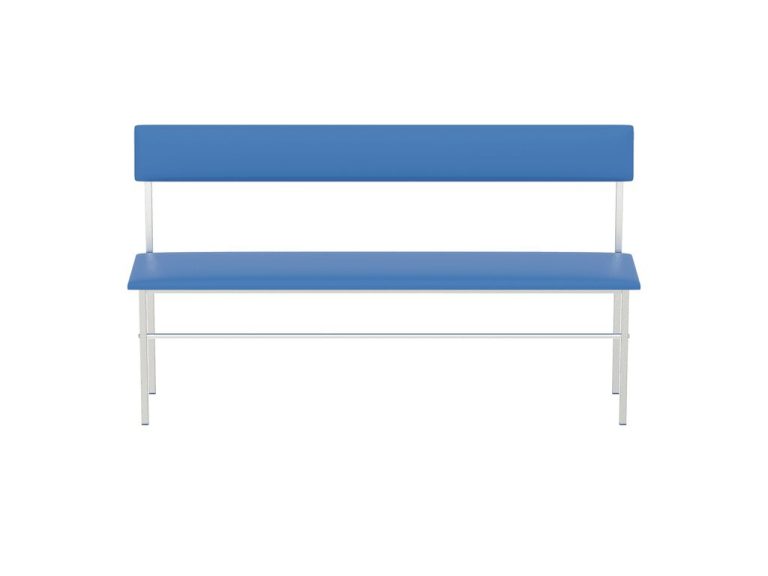 Изображение Банкетка медицинская со спинкой БМС, цвет — синий, корпус — серый