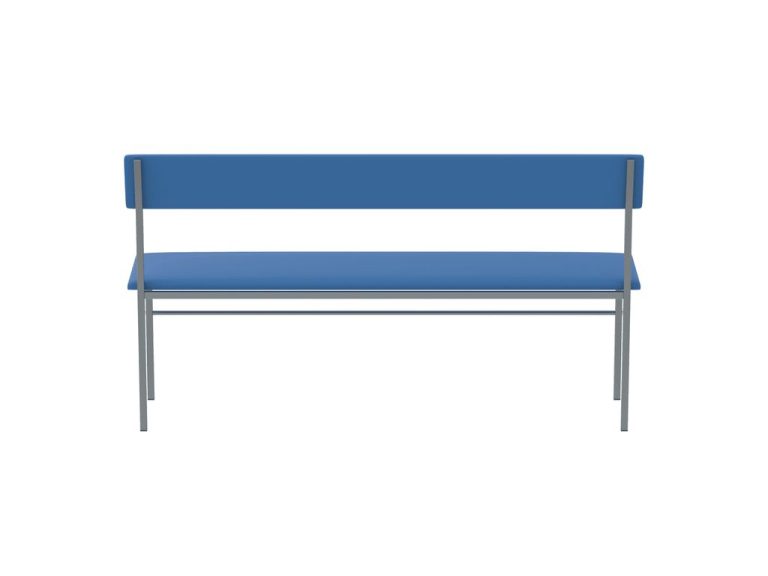 Изображение Банкетка медицинская со спинкой БМС, цвет — синий, корпус — серый