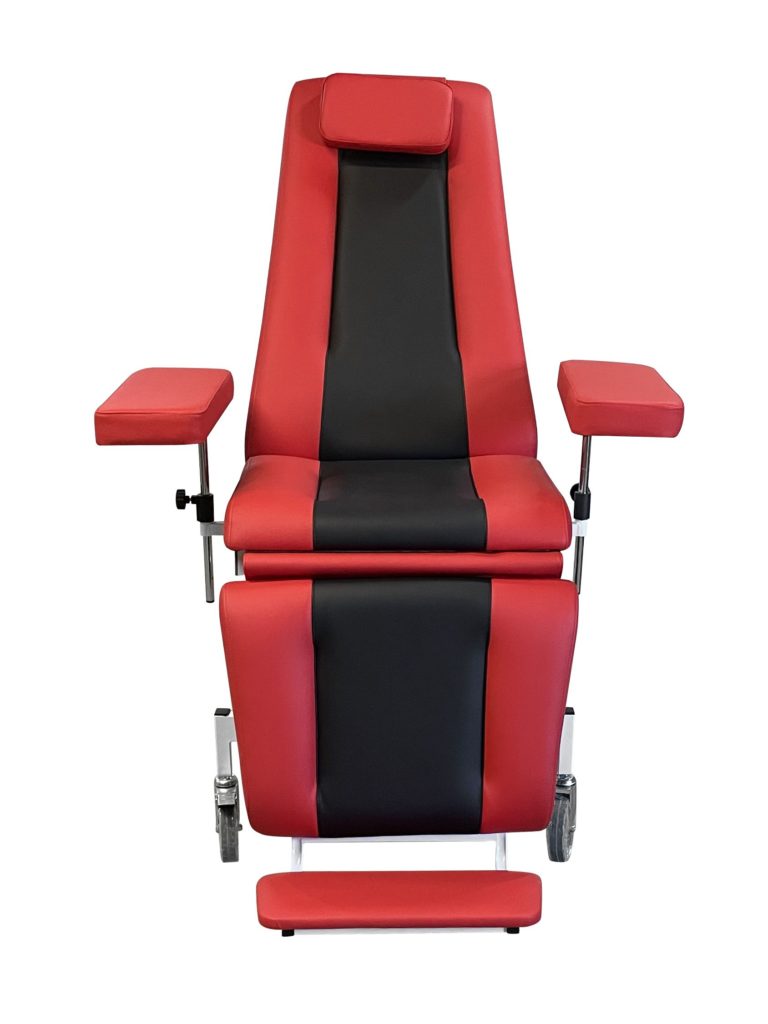 Изображение Кресло кушетка донорское К-03 Э-1 для забора крови, цвет обивки красный с чёрным