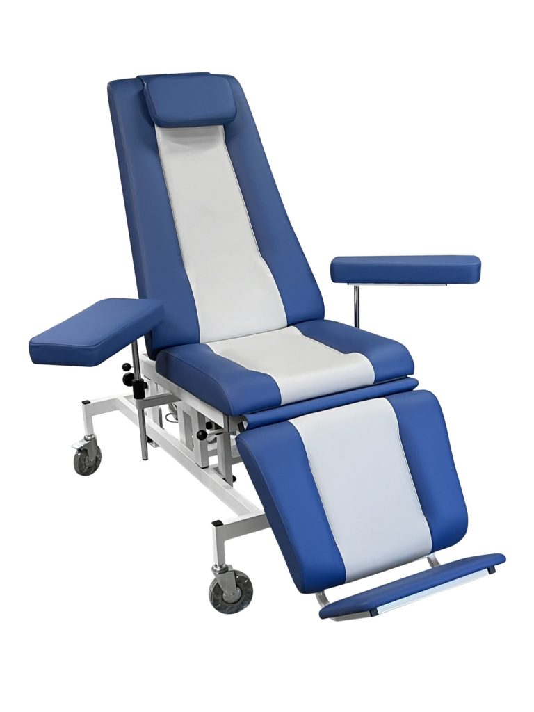 Изображение Кресло кушетка донорское К-03 Э-1 для забора крови, цвет обивки синий с белым