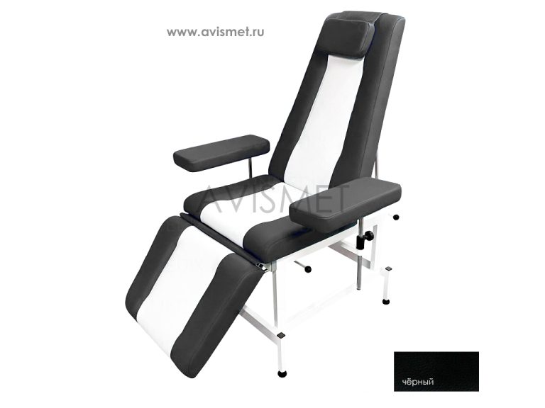 Изображение Кресло кушетка К03 донорское процедурное для медицинских осмотров цвет черный с белым