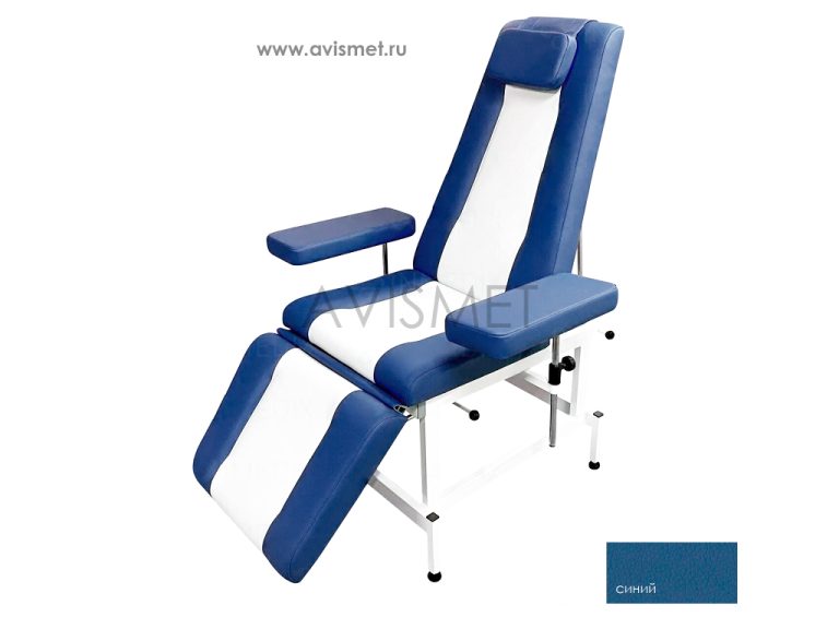 Изображение Кресло кушетка К03 донорское процедурное для медицинских осмотров цвет синий с белым