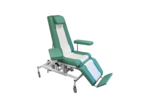 Кресло кушетка донорское К-03 Э-1 для забора крови, цвет обивки зелёный с белым