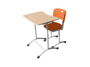 Изображение Школьный стул и стол пластик цвет оранжевый комплект одноместный