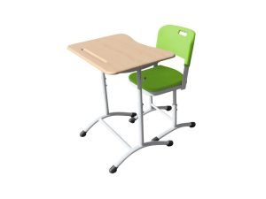 Изображение Школьный стул и стол пластик цвет зеленый комплект одноместный