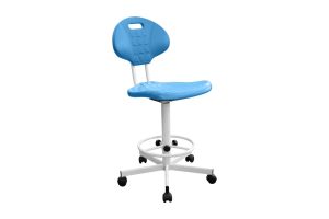 Изображение Стул (кресло) лабораторный на колесных опорах сиденье и спинка полиуретан КР10-2/К цвет голубой