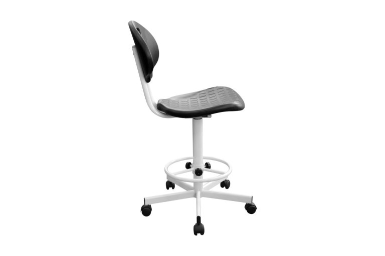 Изображение Стул (кресло) лабораторный на колесных опорах сиденье и спинка полиуретан КР10-2/К цвет черный