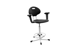 Изображение Кресло промышленное полиуретан, с подлокотниками КР10-2 цвет черный