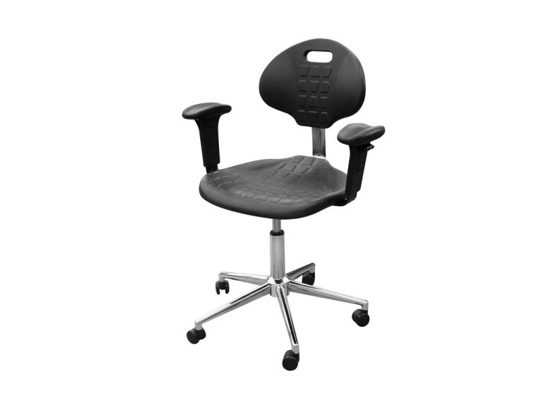 Изображение Кресло полиуретановое с подлокотниками КР12 цвет черный