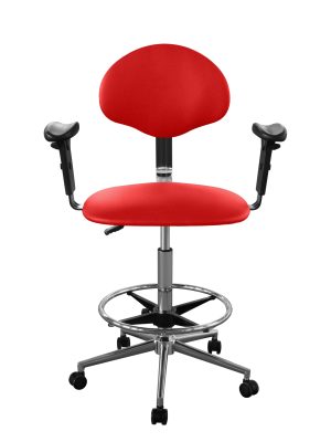 Изображение Кресло высокое медицинское для лечебных учреждений с подлокотниками КР12-В/П обивка красная