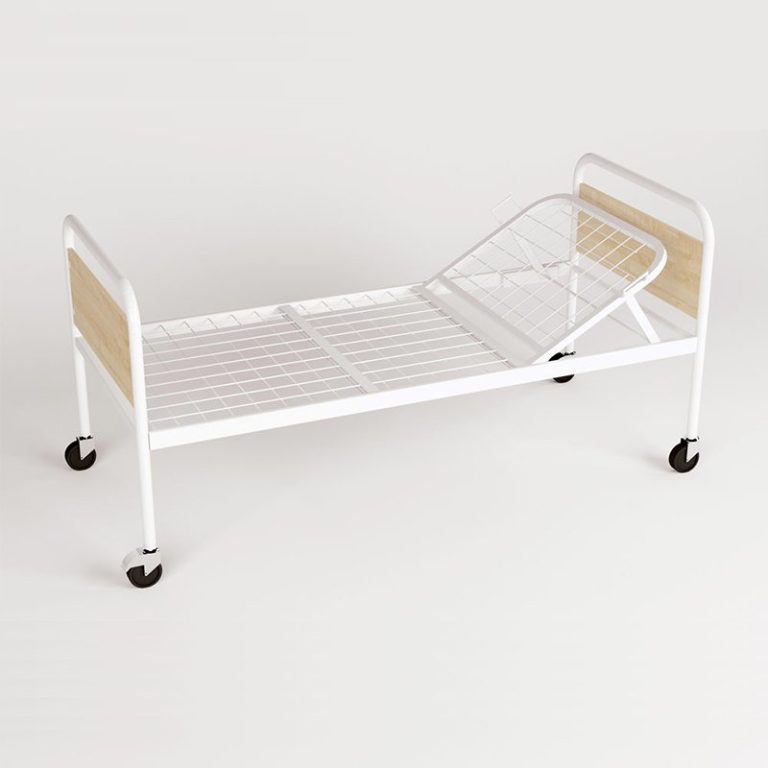 Изображение Кровать больничная на колесах с регулируемым подголовником