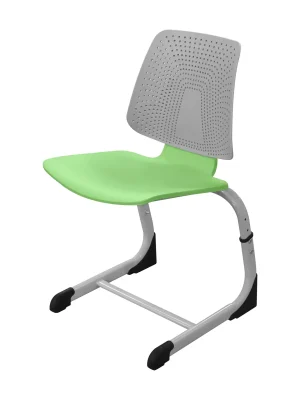 Изображение Школьный стул ШС26 с двухцветным пластиком зелено-серый, на полозьях