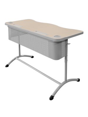 Изображение Школьный стол с наклонной столешницей ШСТ55 столешница МДФ с литой бесшовной кромкой, экран колокольчик, круглая труба