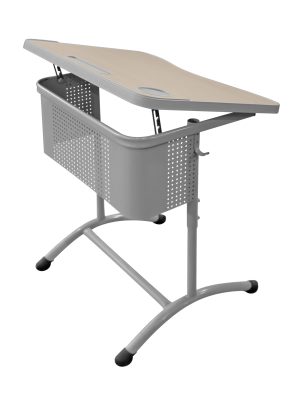 Изображение Школьный стол с наклонной столешницей ШСТ56 столешница МДФ с литой бесшовной кромкой, экран колокольчик, круглая труба